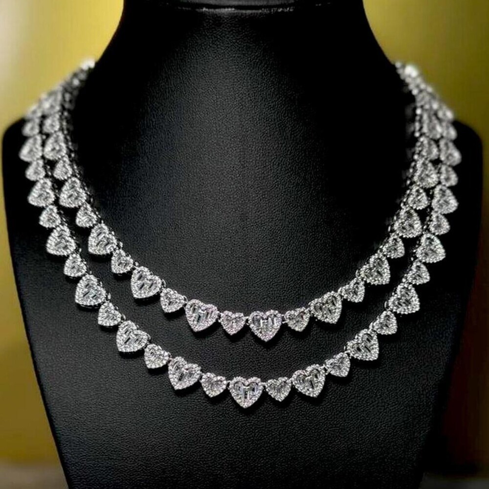 Silver Heart Shaped Necklace 16 Inch